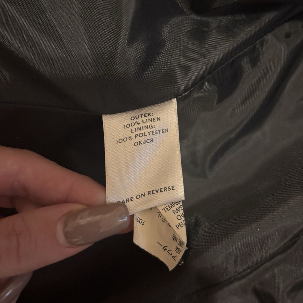 LL Bean Vintage Linen Cropped Jacket Blazer Black Sz 4 Preppy Classic - Picture 4 of 10